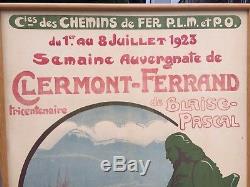 Affiche Ancienne Originale Auvergne Busset 1923 Chemin De Fer Aviation