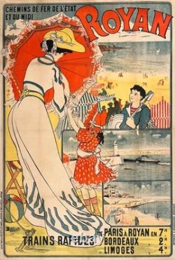 Affiche Ancienne Originale Bains de Mer de Royan Boudet 1895