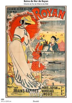 Affiche Ancienne Originale Bains de Mer de Royan Boudet 1895