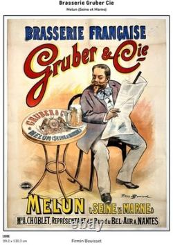 Affiche Ancienne Originale Brasserie Gruber Cie Firmin Bouisset 1895