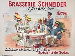 Affiche Ancienne Originale Brasserie Schneider A. Quendray 1900