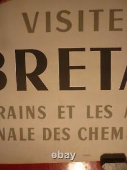 Affiche Ancienne Originale Bretagne SNCF par Nathan 1958