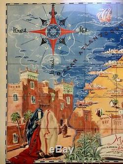 Affiche Ancienne Originale Carte du MAROC par CARRIAT-ROLANT 1947