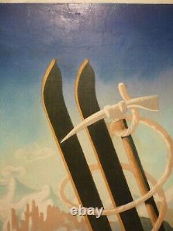 Affiche Ancienne Originale Cassandre Italie montagnes golf sport 1935 entoilée