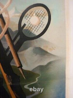 Affiche Ancienne Originale Cassandre Italie montagnes golf sport 1935 entoilée