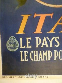 Affiche Ancienne Originale Cassandre Italie montagnes golf sport 1935 entoilée
