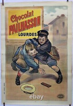 Affiche Ancienne Originale Chocolat Pailhasson Publicitaire Lourdes Pyrénées