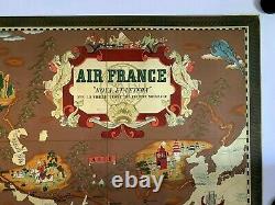 Affiche Ancienne Originale ENTOILÉE Lucien BOUCHET 1959 Planisphère AIR FRANCE