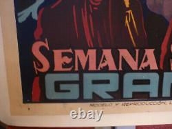 Affiche Ancienne Originale Espagne semana santa Grenade 1946 entoilée