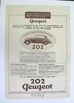 Affiche Ancienne Originale Garage Concession Peugeot 202 1938-1949 (302 402)