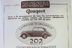 Affiche Ancienne Originale Garage Concession Peugeot 202 1938-1949 (302 402)
