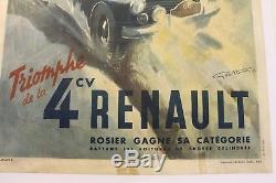 Affiche Ancienne Originale Geo Ham Renault 4cv Rallye Monte Carlo 1949 L. Rosier