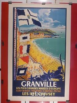 Affiche Ancienne Originale Granville iles Chausey Soubie 1950 ENTOILEE