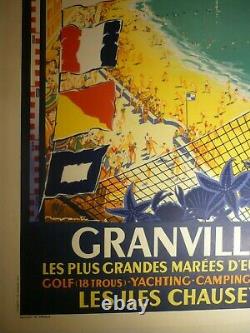 Affiche Ancienne Originale Granville iles Chausey Soubie 1950 ENTOILEE