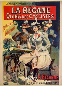 Affiche Ancienne Originale La Bécane Tamagno 1898