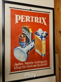 Affiche Ancienne Originale Lampe de poche PERTRIX allemand 1930-40