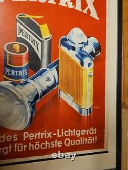 Affiche Ancienne Originale Lampe de poche PERTRIX allemand 1930-40