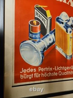 Affiche Ancienne Originale Lampe de poche PERTRIX allemand 1930-40