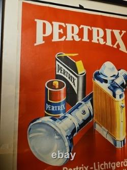 Affiche Ancienne Originale Lampe de poche PERTRIX allemand 1930-40