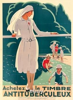 Affiche Ancienne Originale Le Timbre Antituberculeux Vila 1930