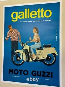Affiche Ancienne Originale Moto Guzzi Galetto 1950 1966
