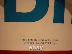 Affiche Ancienne Originale Norvege Norway SAS Scandinavia airline 1961 Knut