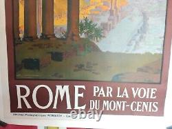 Affiche Ancienne Originale PLM Rome Mont Cenis Geo Dorival entoilée vers 1920