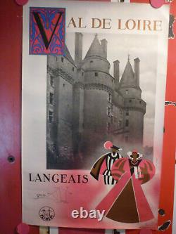 Affiche Ancienne Originale SNCF Châteaux Langeais par Commarmond 1930
