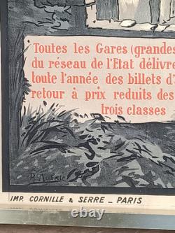 Affiche Ancienne Originale Thouars Chemin De Fer De L'état Vers 1920 104x74cm