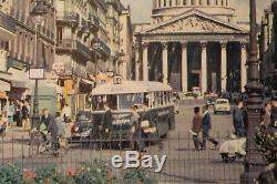 Affiche Ancienne Originale Tourisme Paris Pantheon Quartier Latin Bus Chausson