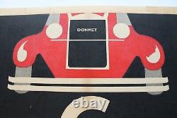 Affiche Ancienne Originale Voiture Donnet 6 Cyl (zedel) Art Deco 1930 Vintage
