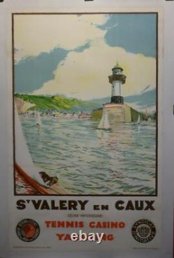 Affiche Ancienne Originale chemin de fer Saint Valery entoilée 1936