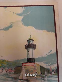 Affiche Ancienne Originale chemin de fer Saint Valery entoilée 1936
