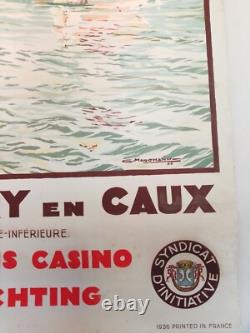Affiche Ancienne Originale chemin de fer Saint Valery entoilée 1936