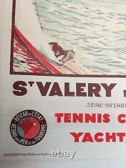 Affiche Ancienne Originale chemin de fer Saint Valery entoilée 1936