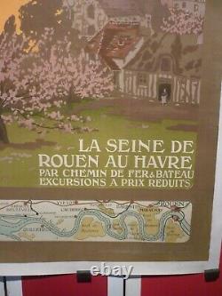 Affiche Ancienne Originale chemin de fer Seine Constant Duval vers 1920