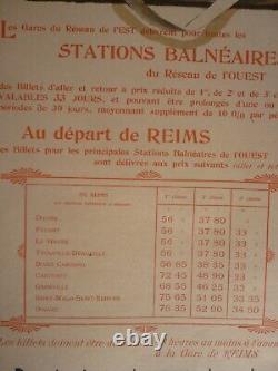 Affiche Ancienne Originale chemin de fer voyage Bretagne Grun 1901 entoilée