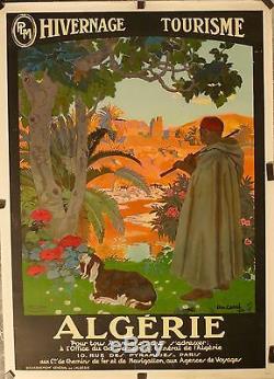 Affiche Ancienne PLM1921 L'Hivernage en Algerie par L Carre bel orientalisme