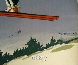 Affiche Ancienne PLM SAUT à SKI Original Vintage Poster de 1930 by NAURAC