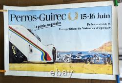 Affiche Ancienne Perros Guirec Cote D'armor Competition Voitures Michelin