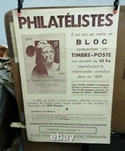 Affiche Ancienne Philatelistes Centenaire Timbre Poste France 1949 Gandon