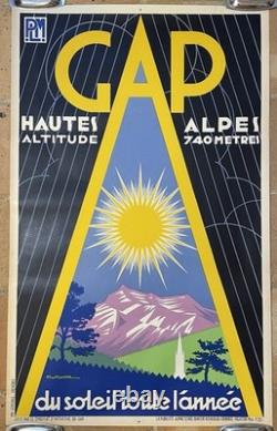 Affiche Ancienne Plm Ski Montagne Hautes Alpes Gap Gaston Gorde Plm 1932