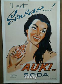 Affiche Ancienne Pub Auki Soda L'affiche Marseille Imprimerie Marseillaise