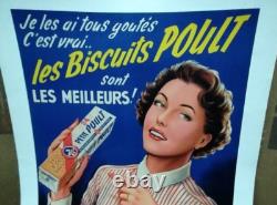Affiche Ancienne Pub Biscuits Poult Montauban Tarn Et Garonne