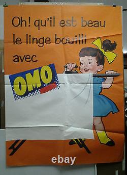 Affiche Ancienne Publicite Lessive Omo Imprimerie Bedos Paris