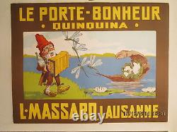 Affiche Ancienne Quinquina Lutin Grenouilles Lausanne