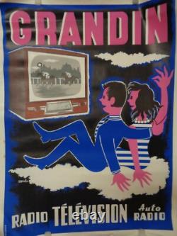Affiche Ancienne Radio Grandin Chevaux Imp Gaillard Signe P. Raoul