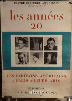 Affiche Ancienne Rare Ecrivains Americains Annees 20