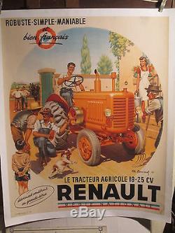Affiche Ancienne Renault Tracteur Ferme Animation