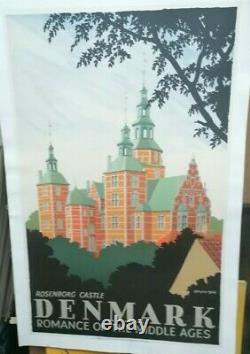 Affiche Ancienne Rosenborg Castle Danemark 1946 Spliid